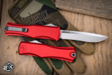 Microtech Hera II OTF Automatic Knife Red 3.85" M390 Recurve Stonewash 1705-10RD