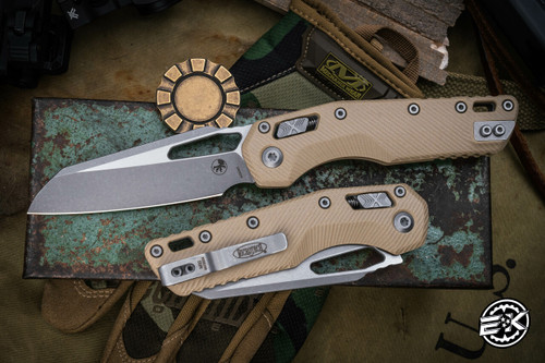 Microtech Standard Issue "MSI" Ram-LOK Manual Folder Fluted Tan G10 3.75" Apocalyptic Stonewash 210-10APFLGTTA