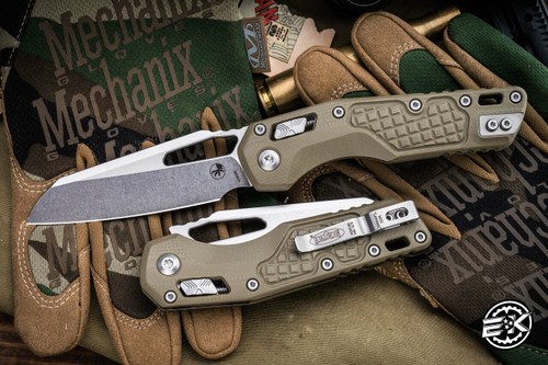 Microtech Standard Issue "MSI" Ram-LOK Manual Folding Knife "LawnMan" Green Frag G10 3.75" Stonewash 210-10FRGTODLM