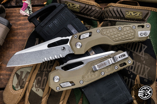 Microtech Standard Issue "MSI" Ram-LOK Manual Folding Knife "LawnMan" Green Frag G10 3.75" Stonewash Serrated 210-11FRGTODLM