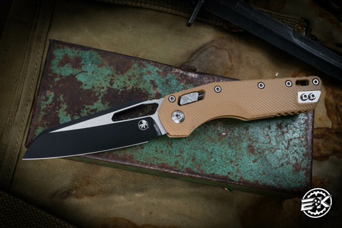 Microtech Standard Issue "MSI" Ram-LOK Manual Folder Fluted Tan G10 3.75" Black 210-1FLGTTA