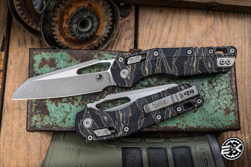 Microtech Standard Issue "MSI" Ram-LOK Manual Folding Knife Tiger Stripe Camo 3.85" Apocalyptic Stonewash 210T-10APPMTSC