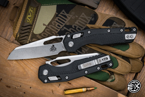  30th Anniversary-Microtech Standard Issue "MSI" Ram-LOK Manual Folding Knife Black 3.85" Stonewash 210T-10PMBK30