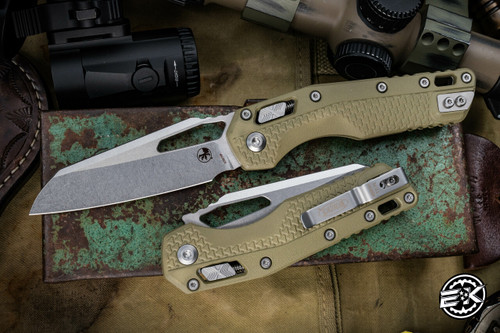 Microtech Standard Issue "MSI" Ram-LOK Manual Folding Knife OD Green 3.85" Stonewash 210T-10PMOD