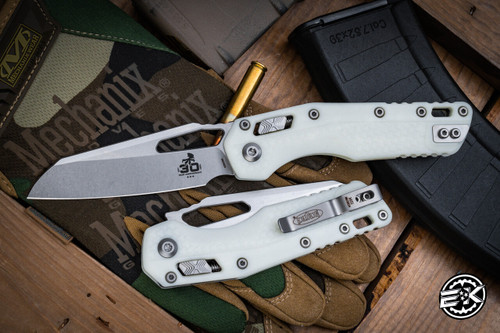 30th Anniversary-Microtech Standard Issue "MSI" Ram-LOK Manual Folding Knife White 3.85" Stonewash 210T-10PMWH30