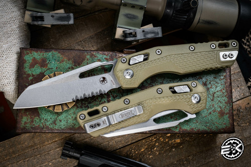 Microtech Standard Issue "MSI" Ram-LOK Manual Folding Knife OD Green 3.85" Stonewash Serrated 210T-11PMOD