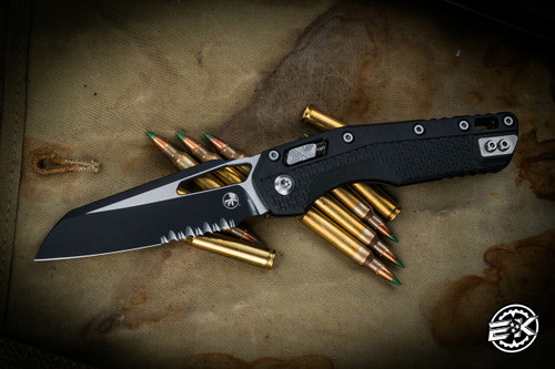 Microtech Standard Issue "MSI" Ram-LOK Manual Folding Knife 3.85" Black Serrated 210T-2PMBK