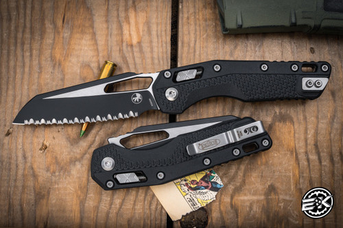 Microtech Standard Issue "MSI" Ram-LOK Manual Folding Knife Black Polymer 3.85" Black Serrated 210T-3PMBK