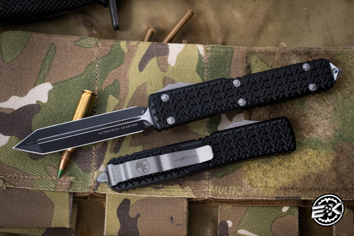 Microtech Tri-Grip Ultratech "EKnives EKclusive" Gunmetal Grey Cerakote Accents 3.4" Spartan Black 223T-1GMEKS