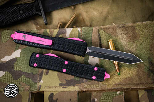 (F Cancer) Microtech Pink Tri-Grip Ultratech  Spartan "EKnives EKclusive" OTF Knife 3.4" Black Spartan 223T-1PKEKS