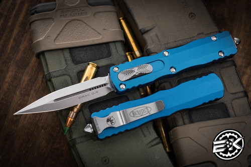 Microtech Dirac OTF Automatic Knife Blue 3" Dagger Stonewash 225-10BL