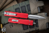 Microtech Dirac OTF Automatic Knife Red 3" M390 Dagger Stonewash 225-10RD