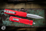 Microtech Dirac OTF Automatic Knife Red 3.0" Dagger Stonewash Serrated  225-12RD