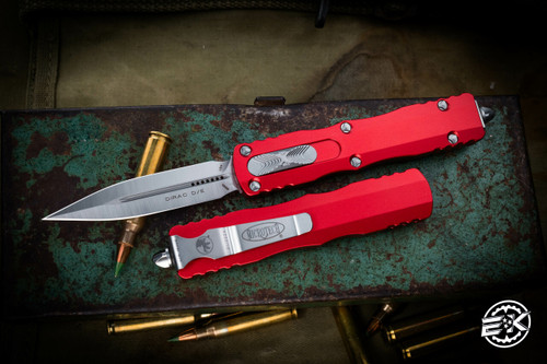 Microtech Dirac OTF Automatic Knife Red 3" Double Edge Dagger Satin 225-4RD