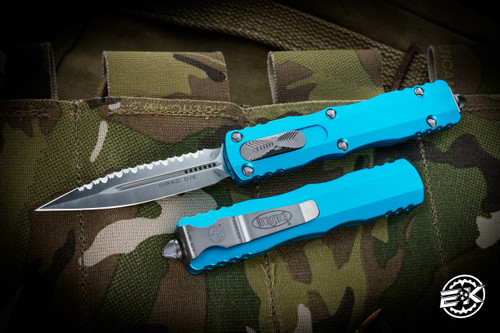 Microtech Dirac OTF Automatic Knife Turquoise 3" Dagger Satin Serrated 225-6TQ