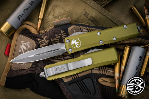 Microtech UTX-85 OTF Automatic Knife OD Green 3.1" Dagger Stonewash Apocalyptic 232-10APOD