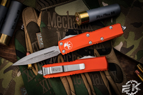 Microtech UTX-85 OTF Automatic Knife Orange 3.1" Dagger Stonewash 232-10OR