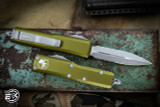 Microtech UTX-85 OTF Automatic Knife Green D/E 3" Dagger Stonewash Serrated 232-11APOD