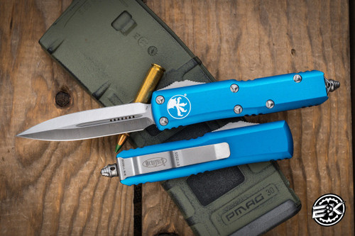 Microtech UTX-85 OTF Automatic Knife Blue 3.1" Dagger Satin 232-4BL