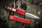 Microtech UTX-85 OTF Automatic Knife Red 3" Dagger Satin 232-4RD