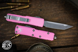 Microtech UTX-85 OTF Automatic Knife Blasted Pink 3" Tanto Stonewash 233-10BPK