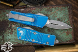 Microtech Troodon Mini OTF Automatic Knife Distressed Blue 1.9" Dagger Stonewash (Cali Legal) 238-10DBL