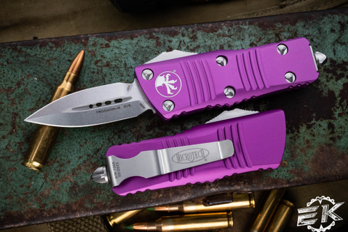 Microtech Mini Troodon OTF Automatic Cali Legal Knife Violet 1.9" Dagger Stonewash 238-10VI