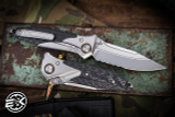 Microtech Socom Bravo Mini Manual Folding Knife Titanium/Carbon Fiber 3.4" Clip Point Blasted Part Serrated 260M-8CFTI