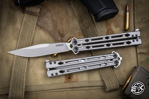 Kershaw Lucha Balisong Butterfly Knife Stainless 4.6" Drop Point Stonewash  5150