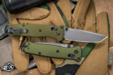 Benchmade Bailout AXIS Lock Folding Knife Woodland Green Aluminum 3.4" M4 Tanto Gray 537GY-1