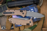 Benchmade Presidio II Automatic Folding Knife Burnt Bronze Aluminum 3.7" M4 Gray Serrated Drop Point 5700SGY-1