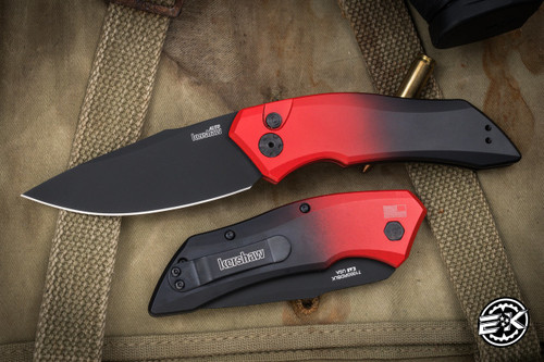 Kershaw Launch 1 Automatic Folding Knife Red Black Aluminum 3.4" Magnacut Black 7100GRDBLK