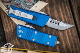 Microtech Troodon Mini Hellhound OTF Automatic Knife Blue 1.9" Stonewash (Cali-Legal) 819-10BLS