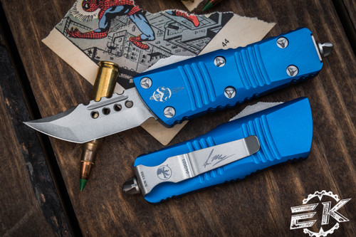 Microtech Troodon Mini Hellhound OTF Automatic Knife Blue 1.9" Stonewash (Cali-Legal) 819-10BLS