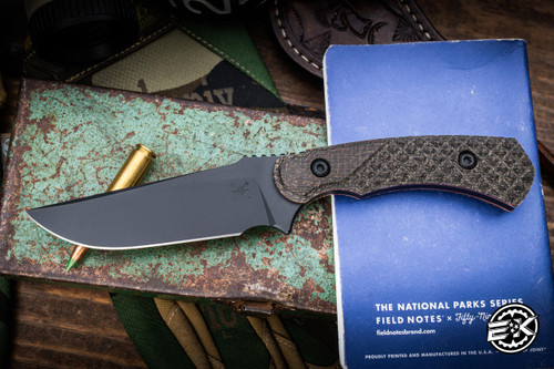 Toor Knives Allied Brauler Fixed Blade Knife Textured Green Linen Micarta 3.9" Drop Point Blackwash