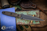 Toor Knives Allied Specter Fixed Blade Knife Textured Green Linen Micarta 4.75" Dagger Black