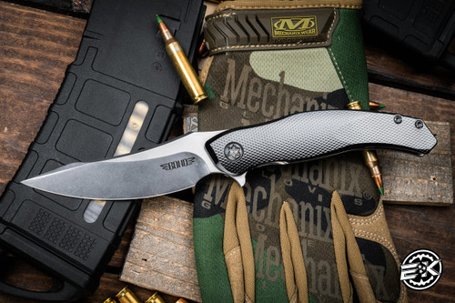 Mike Bond Knives Custom Huli Maka Diamond Frag Black Hula Titanium 3.75" Stonewash