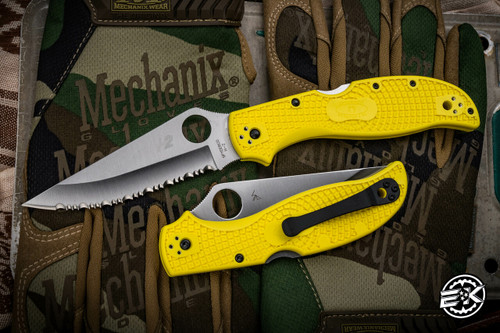 Spyderco Stretch 2 XL Lightweight Salt Yellow FRN 4" Satin H-2 Serrated Spyderedge C258SYL