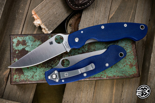 Spyderco Military Knife Dark Blue G10 4" CPM-S110V Satin  C36GPDBL