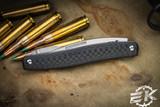 D Rocket Designs Serpentine Carbon Fiber Slipjoint Knife 2.25" M390 Wharncliffe/Bottle Opener