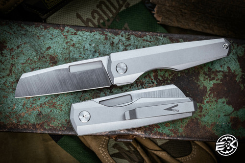 Vero Engineering Neuron Non-Flipper Folding Knife Stonewash Titanium 2.8" Belt Satin