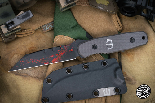 Blackside Customs Americana Fixed Blade Knife Titanium 4.25" MagnaCut Mudered Out Camo Wharncliffe