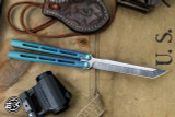 Medford Viceroy Balisong Butterfly Knife Green-Blue Fade Textured Titanium 4.8" Tanto Tumbled