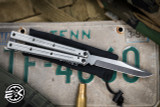 Squid Industries Krake Raken V3 Silver Butterfly Balisong 4.3" Bowie Satin