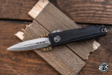 Prototype-Microtech Luminary Stiletto Pro II OTF Knife-Flashlight Black Aluminum Tritium Button 3.5" Dagger Stonewash