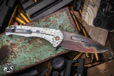 Medford Praetorian Slim Flipper Folding Knife Silver "Jasmine Fade" Sculpted Titanium 3.3" Vulcan Drop Point