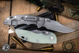 Hinderer Knives XM-18 3.5" Bowie Non Flipper Folding Knife Translucent Green G10, Working Finish