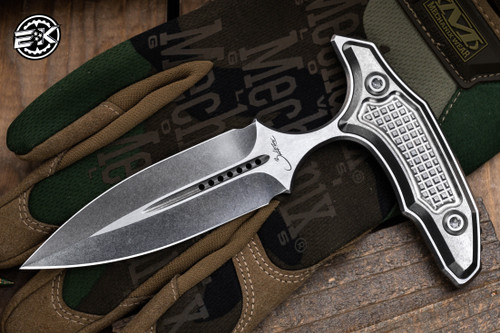 Marfione Custom/Bastinelli Hypnotic Titanium Fixed Blade Push Dagger 4.5" M390 Stonewash