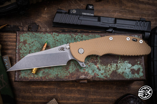 Rick Hinderer Knives XM-24 Skinny 4.0" Wharncliffe Knife Coyote G10, Stonewash