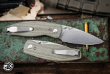 Three Rivers Manufacturing NEUTRON 2 Folding Knife Contoured OD Green Micarta 3" 20CV Stonewash